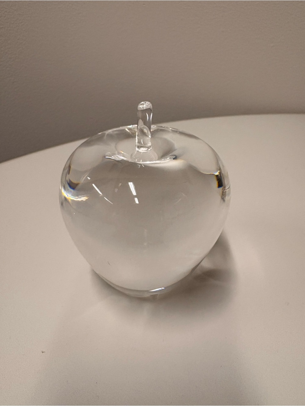 Vintag Steuben Crystal Apple Sculpture - Decorative Art Paper Weight Signed